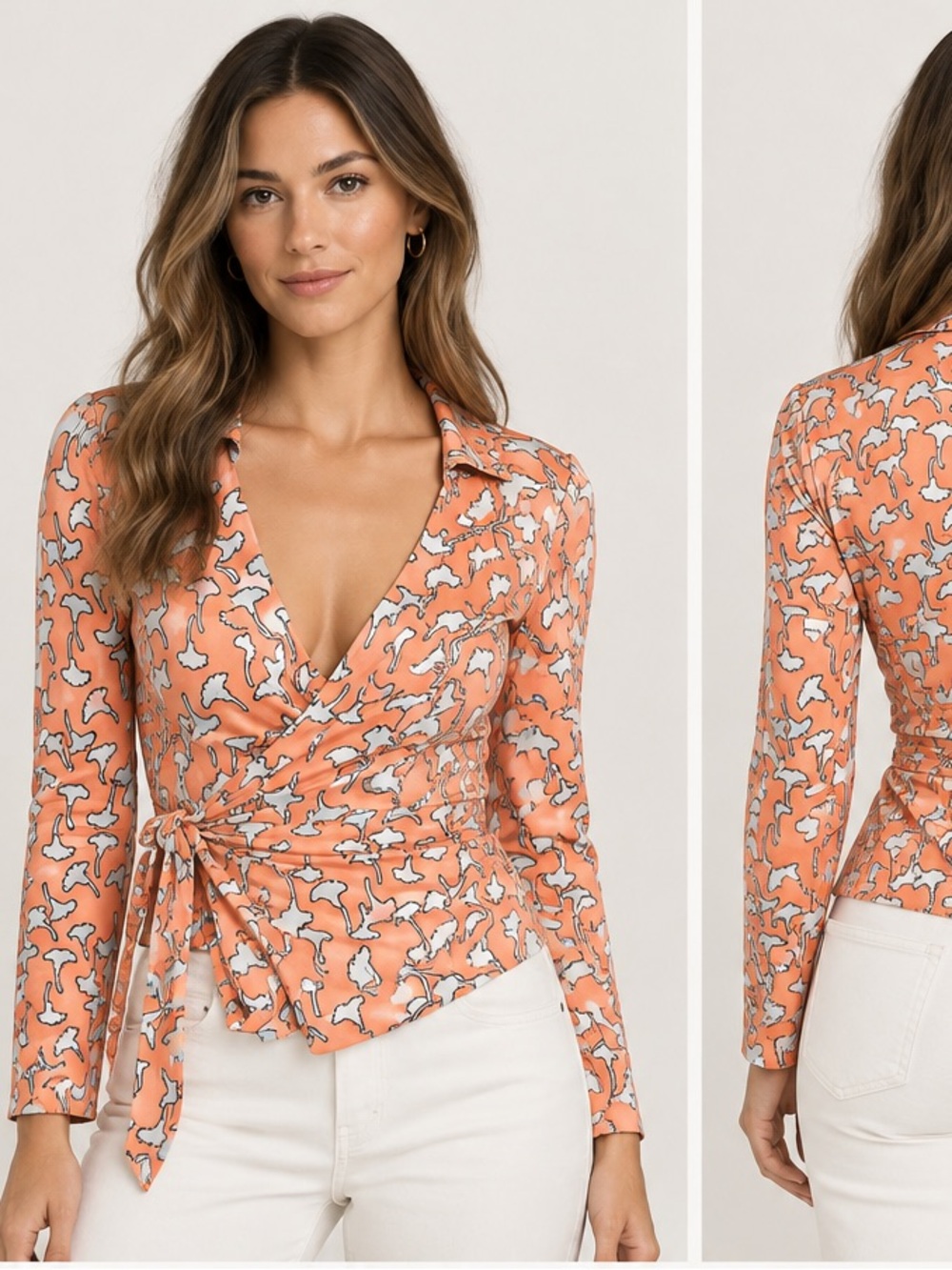 DVF New Jeanne Silk Wrap Top